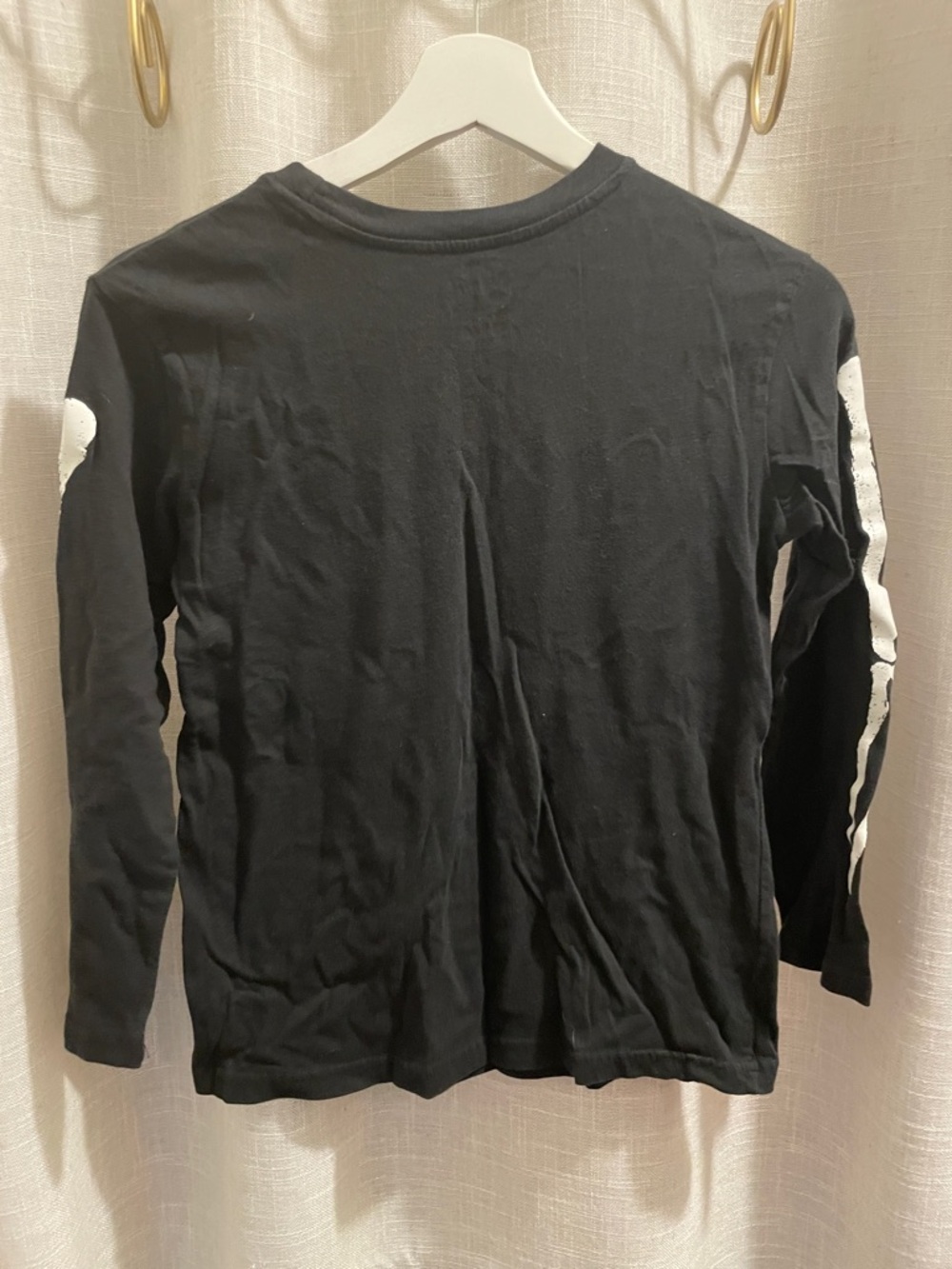Place Black Long Sleeve Tee with White Skeleton Ribcage Print - Picture 2 of 4